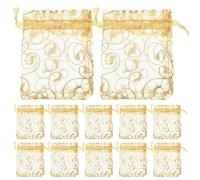 COLLBATH Sachets Présents à Bijoux en Organza Doré 200 Pièces 7 X 9 Cm avec Cordon de Serrage, Pochettes Respirantes, pour Mariage, Fêtes, Emballage de Petits Présents et Rangement