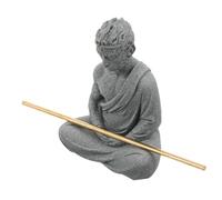 COLLBATH Sandstone Buddha Figurine Wukong Brush Holder Underwater Ornament for Aquariums and Garden Decor with Cultural Chinese Design