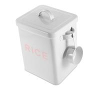 COLLBATH Seau De Riz Créatif En Métal Blanc 6.5L, Boîte De Rangement Hermétique Pour Farine Et Céréales, Léger Et Pratique, Cuisine Maison, Organisateur De Riz Fonctionnel