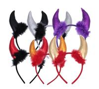 COLLBATH Serrage-têtes en Plastique et Tissu Cornes de Diable Couleur Aléatoire Lot de 6 pour Décoration de Fête Halloween et Bal Costumée