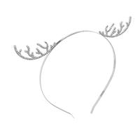 COLLBATH Serre-tête de Cerf Strass Argenté Alliage de Zinc Bandeau Confortable et Sécurisé avec Flocons de Scintillants Couronne Festive pour Fête Hiver et Costume de Noël