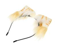 COLLBATH Serre-tête Oreilles Chat Simulées Orange et Blanc Accessoire Créatif pour Déguisement Cosplay et Fête Bandeau Cheveux et Adorable pour Femmes et Filles