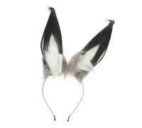 COLLBATH Serre-tête Oreilles de Lapin Peluche Doux et Léger Bandeau Cosplay pour Femme et Fille Accessoire de Déguisement pour Fête et Pâques Noir Blanc Gris