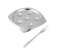 COLLBATH Set Assiette à Escargots en Acier Inoxydable avec Fourchette, Plat de Service pour Escargots et Huîtres, Finition Soignée et Usage Professionnel