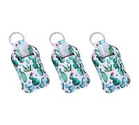 COLLBATH Set de Bouteilles Rechargeables de 30ml en Présent de Pâques Lot de 3 en Néoprène Vert avec Bouchon à Clapet, Porte-clés Cactus pour Savonnette et Lotion
