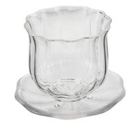 COLLBATH Set de Tasse à Thé Verre Transparent Motif Citrouille avec Soucoupe Résistant à Haute Température pour Cérémonie de Thé Kung Fu Décoration Halloween Maison et Bureau