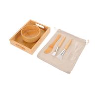 COLLBATH Set Outils de Soin Visage Bois Naturel Bol à Mélange avec Pinceau Silicone pour Application Uniforme Masque Kit Multifonction pour Usage Professionnel et Domestique