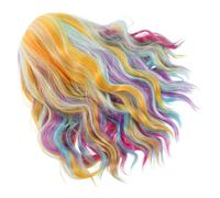 COLLBATH Short Rainbow Mermaid Wig For Women Curly Wavy Synthetic Hair Wig Cap For Halloween Cosplay Party