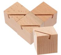 COLLBATH Support de Bureau en Bois Massif 4 Pièces, Porte-cartes et Porte-mémos en Bois Naturel, Base Décorative pour Carte de Table Lors de Baby Shower ou Fête D'engagement