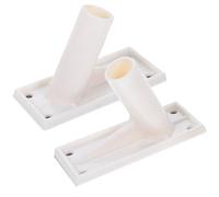 COLLBATH Support Porte Drapeau Mural Adhésif en Plastique Beige 2pcs, Support de Mât de Drapeau Extérieur Auto-adhésif pour Jardin et Façade, Installation sans Perçage