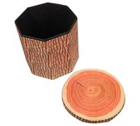 COLLBATH Tabouret de Rangement Pliant en Bois Naturel, Petit Siège Multifonction pour Maison et Salon, Tabouret Coffre Créatif Forme Souche, Entrée Chambre Balcon, Panier avec Couvercle