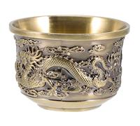 COLLBATH Tasse à Thé Rétro Chinoise en Bronze, Petite Taille, Décor Dragon et Phénix, Service à Thé Vintage, Tasse en Métal Résistante aux Chocs, Décoration Intérieure pour Maison et
