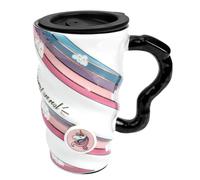 COLLBATH Tasse Licorne en Céramique avec Couvercle Mug Spirale Fantaisie Bleu Clair Tasse à Thé et Lait pour Filles Mug et Original Présent pour Bureau et Maison