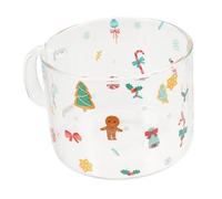 COLLBATH Tasse Verre Transparent de Noël avec Poignée Ergonomique pour Lait Thé et Café Petite Facile à Ranger et Offrir Cadeau