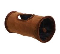 COLLBATH Tunnel Pliable pour Chat Intérieur Marron avec Balle Peluche Suspendue et Œilleton Tube de Jeu Pliable et Compact pour Chatons et Chats Interactif Stimulant et Confortable