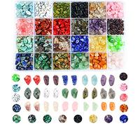 Colle 24 Couleurs De Perles De Pierres PréCieuses à Puce Naturelle, 1200pcs Kit De Perles De Pierre De Bricolage IrréGulièRes Pour La Fabrication De Bijoux, De Bracelets Et De Boucles D'Oreilles