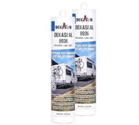 Dekalin mastic plastique 2 x 290 ml, gris clair, pour les cadres et évacuations ou hublots de caravanes et camping-cars.