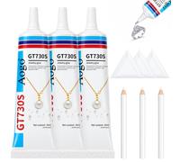 Colle à bijoux 3 x 60 ml - Colle à strass extra forte et imperméable | Colle à bijoux transparente liquide pour travaux manuels, pierres précieuses, perles, réparations, colle gel