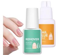 Colle à Ongles et Dissolvant | Retrait Rapide À Séchage Accéléré - Kit De Colle Et Dissolvant Pour Faux Ongles,Pour Maison Salon Voyage Quotidien Réparation Press-On Cassés Décoration Manucure