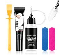 Colle à ongles gel 15 g + dissolvant 20 ml, ongles à presser sans UV | Kit de gel à séchage rapide pour faux ongles, pointes en acrylique et manucure à domicile