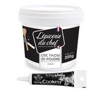 Colle alimentaire en poudre CMC 200 g + Stylo de glaçage noir Scrapcooking