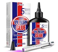 Colle avec Lampe UV, 60g Colle UV avec Lampe Rechargeable, Durcissement Rapide en 5 Secondes,Kit de Adhésif Resine UV Professionnelle pour Bijoux, Soudure Plastique, Réparation Verre, DIY et Artisanat