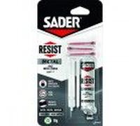 Sader Resist Metal - Colle Bi-Composants Métal - Colle de Réparation Métal - Tous Métaux - Auto, Moto, Bateau - Intérieur/Extérieur - Gris Métal - 1 Seringue de 10 g (+ 3 embouts mélangeurs)