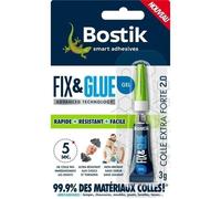 Colle BOSTIK Fix & Glue Gel Sans Odeur Sans Solvant - 3 tubes de 1 g
