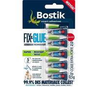 Colle BOSTIK Fix & Glue Liquide Sans Odeur Sans Solvant - 5 tubes de 0,5 g