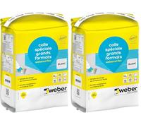 Colle carrelage blanc, 5kg, spéciale grands carreaux et planchers chauffants, haut rendement, WEBERCOL FLEX, WEBER (Lot de 2)