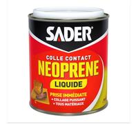 Sader Colle Contact Néoprène Liquide - Colle Extra Forte Tous Matériaux - Prise Immédiate - Idéale pour Surfaces Horizontales - Applicable au Pinceau - Boîte de 750 ml