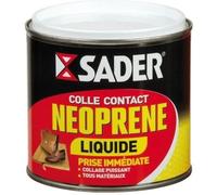 Sader Colle Contact Néoprène Liquide - Colle Extra Forte Tous Matériaux - Prise Immédiate - Idéale pour Surfaces Horizontales - Applicable au Pinceau - Boîte de 500 ml