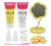 Colle Crème pour Bricolage,Colle Simulée à la Crème Fouettée,Faux Kits de Colle Crème,Kit de Décoration avec en Résine et Buses pour Travaux Manuels