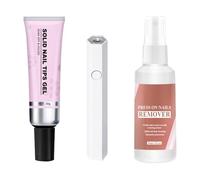 Colle de gel à ongles solide - Col de clou sec rapide pour les ongles pressants, fort adhésif | Gel de strass solides avec dissolvant, kit de colle à ongles pour conseils et art salon, durcissement de