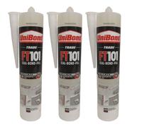 Colle de montage en polymère blanc, recouvrable, flexible et pour bois, parquet, plinthes et murs, à coller, sceller et remplir (3 x 280 ml)