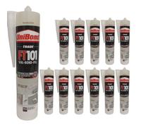 Colle de montage polymère blanche, recouvrable, flexible et pour bois, parquet, plinthes et murs - Pour coller, sceller et remplir (12 x 280 ml)