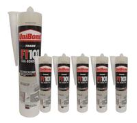 Colle de montage polymère blanche, recouvrable, flexible et pour bois, parquet, plinthes et murs - Pour coller, sceller et remplir (6 x 280 ml)