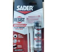 Sader Colle époxy bi-composant Resist Universelle, intérieur/extérieur, translucide, 10 g