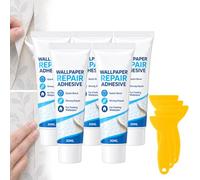 Colle de réparation pour papier peint haute résistance avec spatule (5PCS) | Colle transparente pour réparation de bordures et joints de papier peint, avec spatule applicatrice