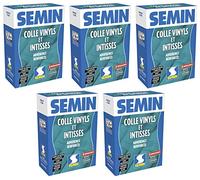 Colle en Poudre pour Papiers Peints Vinyls et Intissés Semin, Boite de 300 g (Lot de 5)