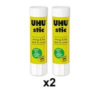 Colle en stick - UHU - Lot de 2 - 8,2g - Ingrédients naturels - Sans solvant