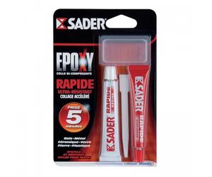 Colle époxy bi-composant à prise rapide - 2 tubes de 15 ml SADER