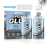 Colle Epoxy Bi-composant, Colle Résine Epoxy Transparente, Adhésif Extra Forte, Prise Rapide,Universel pour Métal, Bois, Plastique, Verre, Céramique, Colle époxy 100ml