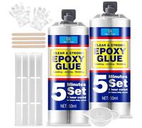 Colle Époxy Bi-composante 100ml - Colle Époxy Extra Forte, Séchage Rapide en 5 Minutes - Transparent, Idéale pour la Réparation du Bois, Plastique, Métal, Verre, Céramique, Tissu et Autres Matériaux
