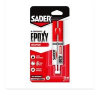 Colle époxy - SADER - Bi-composant rapide - Tous supports - Forte et résistante - Transparent - Seringue 25 ml
