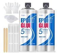 Colle époxy Transparente - Kit de 100 ml Colle Bi-Composant pour Réparation de Carreaux, Métal, Céramique, Plastique, Bois - Réparation Rapide en 5 Minutes Colle Forte - Strong, Résistant à L'usure