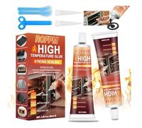 Colle Haute Temperature Noir, Silicone, Pate A Joint Chaleur/Ignifuge | Heat Resistant Glue, Mastic Refractaire Poele A Bois/Granulé, pour Vitre Four, Carrelage, Cheminées, Plaque De Induction