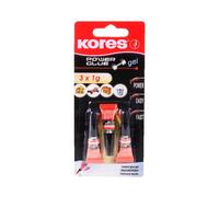 KORES colle instantanée "PowerGlue" en gel, 3 tubes de 1 ml,