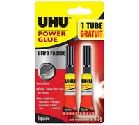Colle instantanée - UHU - POWER GLUE - Ultra rapide - 3 g - 1 tube gratuit