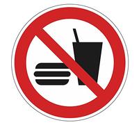 Colle 'Interdiction sur "P022 : manger et boire interdits, Ø 9 cm, n ° art. Hin _ 139, DIN EN ISO 7010, Remarque Respect, Avertissement, ess et de Interdiction d'hydratation, aliments et boissons interdit
